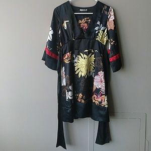 Black floral kimono style dress